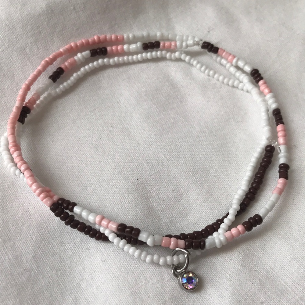 Neapolitan seed bead anklet set